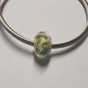 Clear‎ with Green Camouflage Background Charm for Pandora Style Bracelet